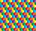 Optical illusion, colorful abstract vector cube an