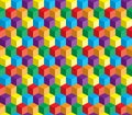 Optical illusion, colorful abstract vector cube an