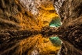 Optical illusion in Cueva de los Verdes, an amazing lava tube and tourist attraction on Lanzarote island Royalty Free Stock Photo