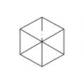 An optical illusion depicting a Necker cube is drawn with black lines on a white Royalty Free Stock Photo