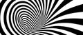 Optical illusion funnel. Striped geometric infinite tunnel. Black and white abstract hypnotic hole shape. Op art Royalty Free Stock Photo