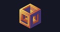 An optical illusion of an infinite cube with interlocking geometry creates a paradoxica Royalty Free Stock Photo