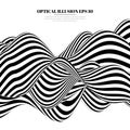 Optical illusion lines background. Abstract 3d black and white illusions. Conceptual design of optical illusion vector
