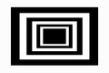 Optical illusion of nested black and white squares creating depth on a white background. Concept of symmetry