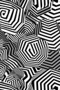 Optical illusion pattern of black and white hexagons with striped lines Royalty Free Stock Photo