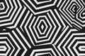 Optical illusion pattern of black and white hexagons with striped lines Royalty Free Stock Photo