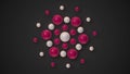 Pattern of red and white beads on black background. 3d rendering loop animation