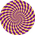 Optical illusion patterned circle of moving striped spirals. Round pattern for motion background design