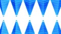 Optical illusion with pyramids moving towards each other's tops. Design. Blue and white seamless loop geometric pattern.