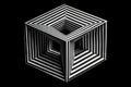 optical illusion of a rotating cube on black background