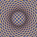 Optical illusion of rotation of the ball against the background of a moving space