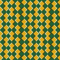 Optical illusion seamless pattern. Golden shapes move on green background