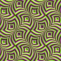 Optical illusion seamless pattern. Moving repeatable texture of green purple striped fancy shapes Royalty Free Stock Photo