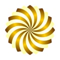 Optical illusion - spiral spinning. Gold and white futuristic flower.