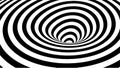 Optical illusion tunnel. Abstract 3d black and white illusions. Horizontal lines stripes pattern or background with wavy Royalty Free Stock Photo