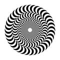 Optical illusion of volume. Round vector isolated black and white pattern on a white background.