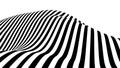 Optical illusion wave. Abstract 3d black and white illusions. Horizontal lines stripes pattern or background with wavy Royalty Free Stock Photo