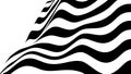 Optical illusion wave. Abstract 3d black and white illusions. Horizontal lines stripes pattern or background with wavy distortion Royalty Free Stock Photo