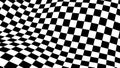 Optical illusion wave. Chess waves board. Abstract 3d black and white illusions. Horizontal lines stripes pattern or background Royalty Free Stock Photo