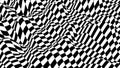 Optical illusion wave. Chess waves board. Abstract 3d black and white illusions. Horizontal lines stripes pattern or background Royalty Free Stock Photo