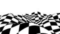 Optical illusion wave. Chess waves board. Abstract 3d black and white illusions. Horizontal lines stripes pattern or background Royalty Free Stock Photo