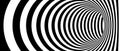 Optical illusion wormhole. Striped geometric infinite tunnel background. Black and white abstract hypnotic hole shape Royalty Free Stock Photo