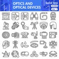 Optical instruments symbols collection or sketches. optics theme icons in line style signs for web and app. Vector