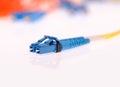 Optical LC patch cord with white connector Royalty Free Stock Photo