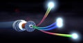 Optical light guide cables or fiber optics with open ends shine very brightly