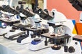 Optical microscopes in store Royalty Free Stock Photo