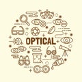 Optical minimal thin line icons set