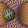 Optical motion illusion illustration. A sphere are rotation around of a moving hyperboloid