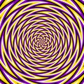 Optical motion illusion vector background. Colored zigzag striped pattern move around the center