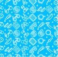 Optical Signs Seamless Pattern Background on a Blue. Vector