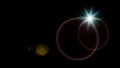 Optical Solar Light Lens Flare Effect Isolated On Black Background. Lens Flare Effects Royalty Free Stock Photo