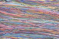 Optical telecommunication cables, abstract data flow and computer network colorful background