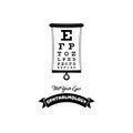 Optical vision test. Ophthalmology badge emblem label. Oculist logo. Test table with letters for eye. Vector.