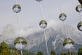 CASTELPIETRA, TONADICO, ITALY, 22 OCTOBER, 2023: Crystal balls decoration in Parco Naturale Pale di San Martino, Italy, Europe Royalty Free Stock Photo