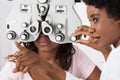 Optician Doing Optometry Eye Exam Royalty Free Stock Photo