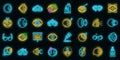 Optician icons set vector neon