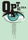 Optician poster design with blue eye