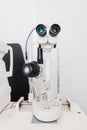 Optician`s machine for eye examination.