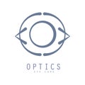 Optics eye care logo symbol hand drawn illustration