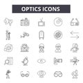 Optics line icons, signs, vector set, outline illustration concept