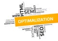 OPTIMALIZATION word cloud, tag cloud, vector graphic Royalty Free Stock Photo