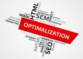 OPTIMALIZATION word cloud, tag cloud, vector graphics Royalty Free Stock Photo