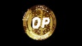 Optimism OP cryptocurrency golden coin loop on pixel retro style