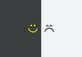 The Optimist and The Pessimist Concept. White and black backgrounds. Smiley and Unhappy Face. satisfied dissatisfied customer