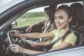 Optimistic couple is enjoying their trip Royalty Free Stock Photo