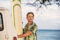 Optimistic Man with Surfboard Royalty Free Stock Photo